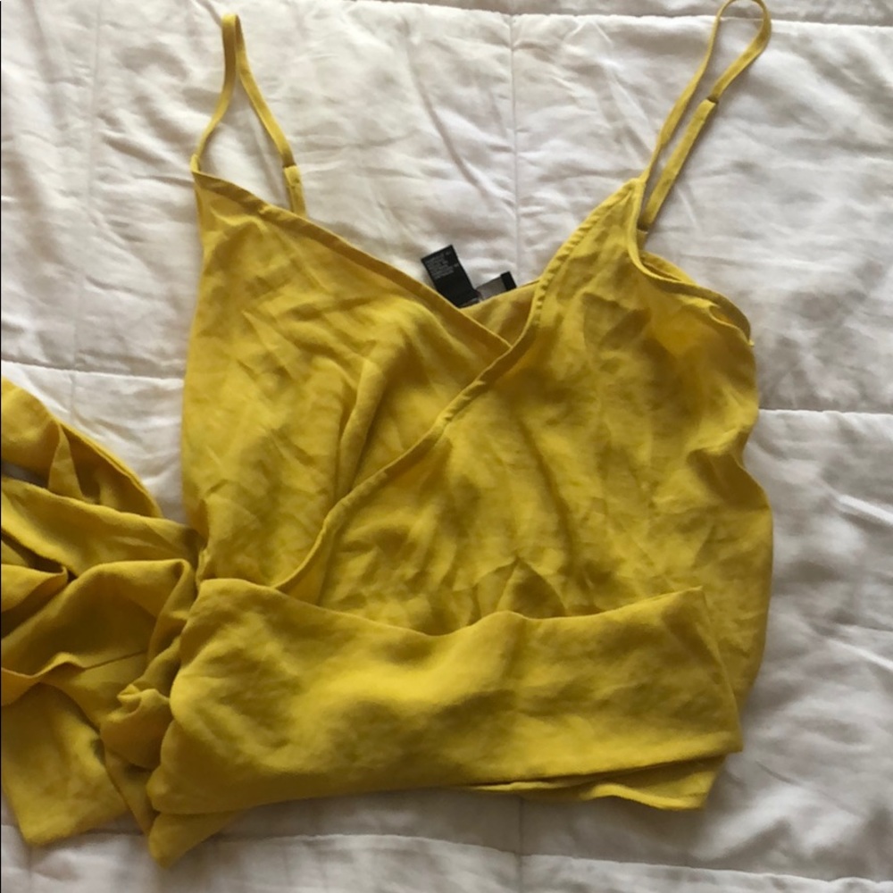 Yellow crossbody crop top